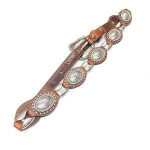 Conch Leather Western Belt Faux Leather Engraved And Studded 927BR Size 28